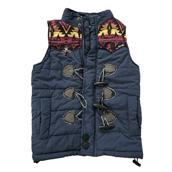 Nordstrom soveriegn code 4T Southwestern aztec Tribal distressed puffer vest - Picture 2 of 3